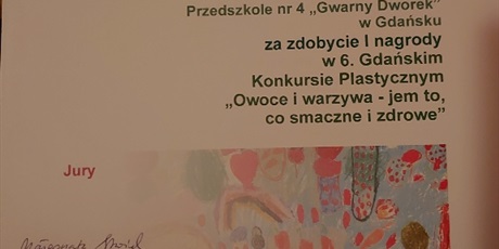 Powiększ grafikę: 6.Gdański Konkurs Plastyczny Owoce i warzywa - jem to co smaczne i zdrowe - I miejsce dla Kornelki z Biedronek